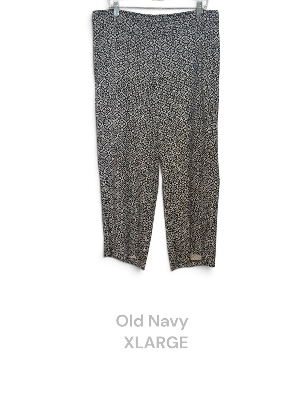 Old Navy Gray & White Wide-Leg Print Pants XLARGE #2